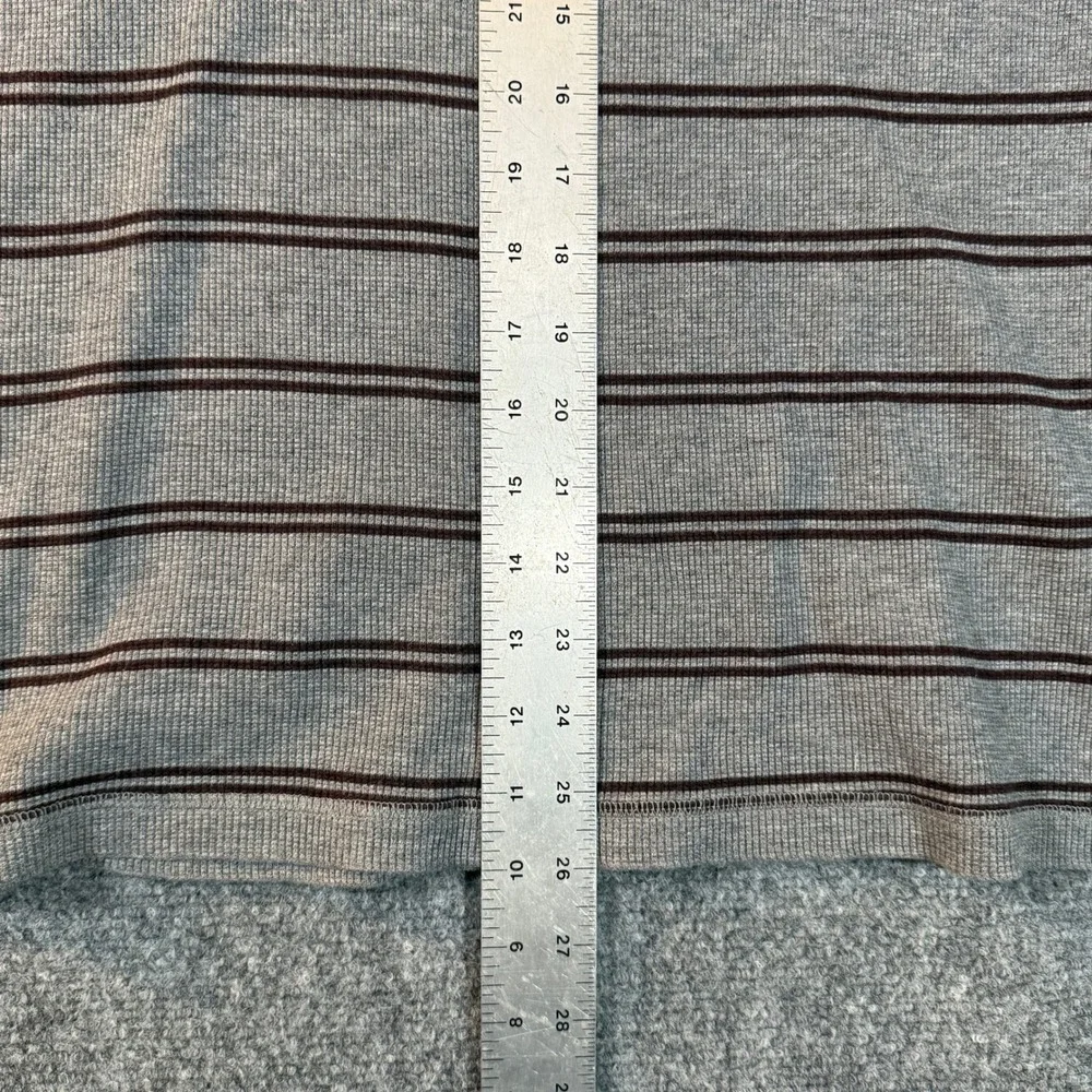 Banana Republic Mens XL Grey Striped Waffle Knit Thermal Long Sleeve Shirt‎